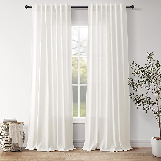 Nanspring Neutral Linen Curtains 108 Inches Long by Nanspring
