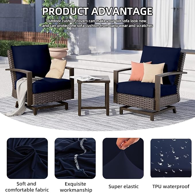 14Pcs Outdoor Cushion Covers, Patio Cushion Covers, Stretch Elastic Slipcovers - Image 3