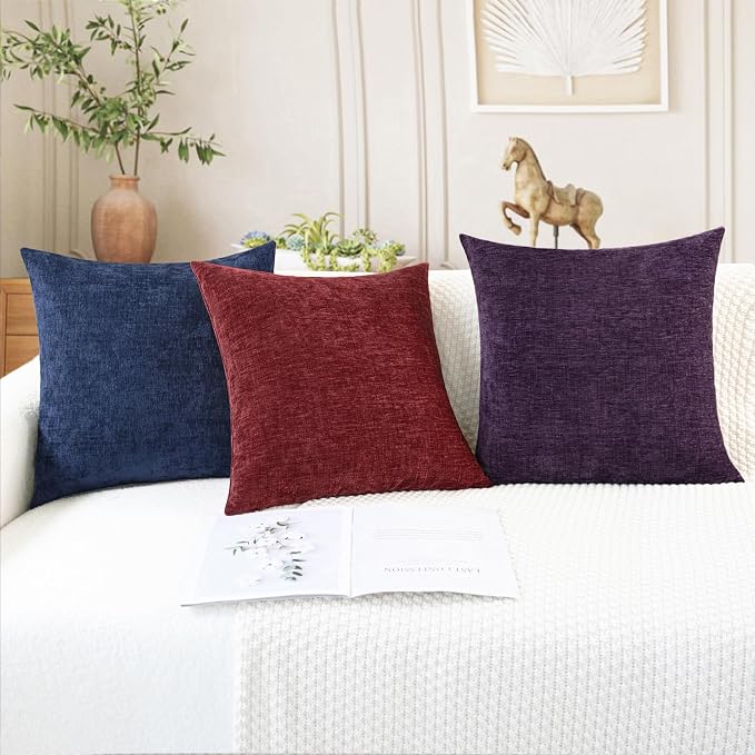 CaliTime Throw Pillow Covers Decorative 20 X 20 Inches Pack of 2 Cozy Chenille - Image 5