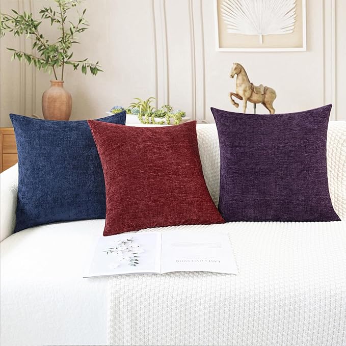 CaliTime Throw Pillow Covers Decorative 16 X 16 Inches Pack of 2 Cozy Chenille - Image 5