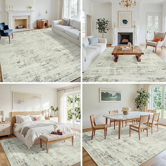 9x12 Area Rugs for Living Room Washable Rug: Anti-Skid Abstract Modern Living - Image 3
