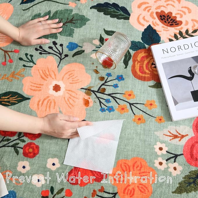 Rugcomf Bedroom Rug 3x5 Rug Washable Area Rug Non Slip Low Pile Boho Floral - Image 4