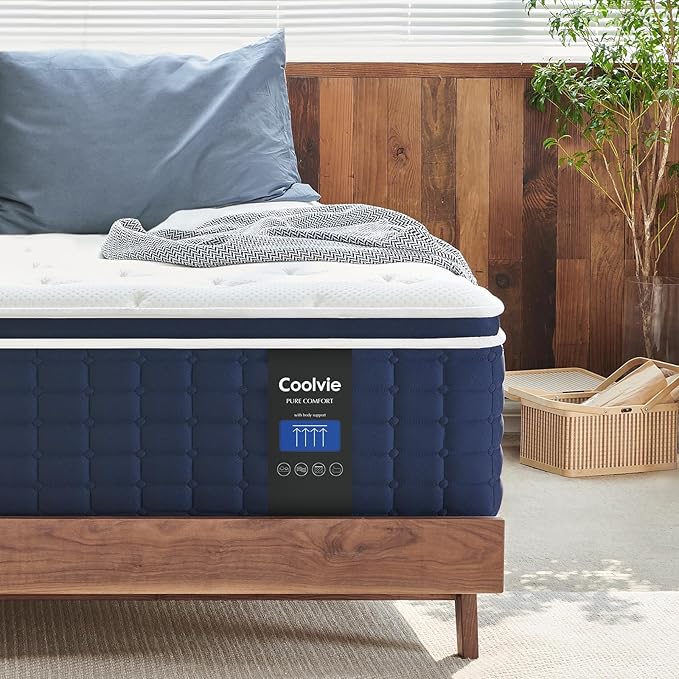 Coolvie Twin Mattress 14 Inch, Hybrid Twin Bed Mattress in a Box, 4 Layer Premium Foam with Pocket Springs for Motion Isolation and Pressure Relieving, Medium Firm Feel, 100-Night Trial