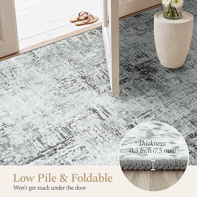 Rugflix 5x7 Washable Area Rugs, Neutral Boho Carpet Living Room Rug Non Slip - Image 6