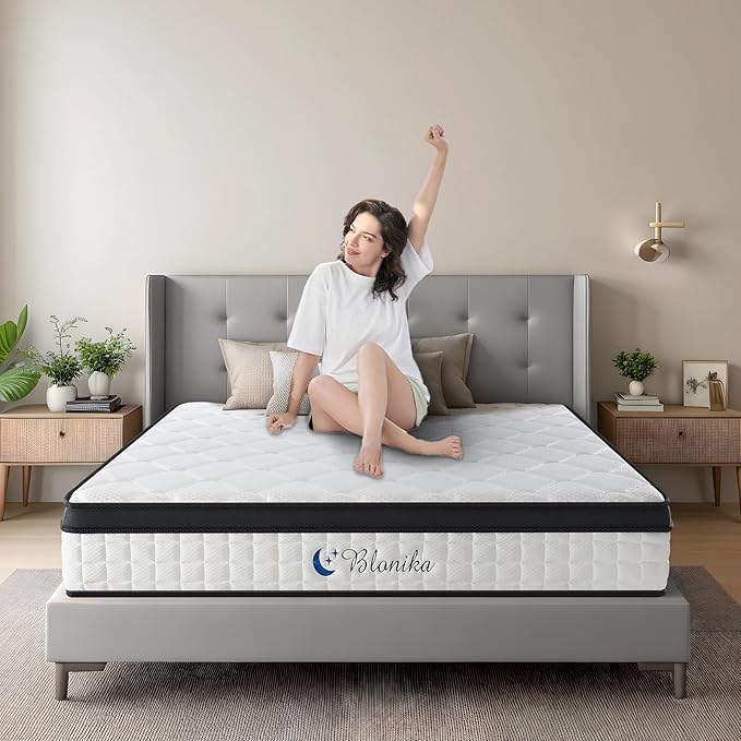 King Size Mattress, 12 Inch King Mattress in a Box, Medium Firm with Memory Foam and Pocket Springs, Strong Edge Support, Pressure Relief