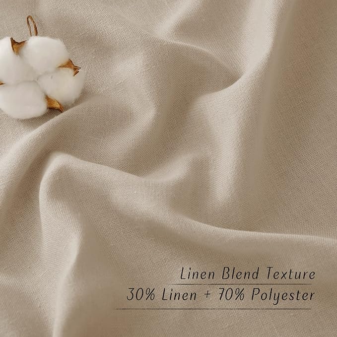 NICETOWN Flax Linen Blend Taupe Window Curtains, Grommet Vertical Drapes - Image 4
