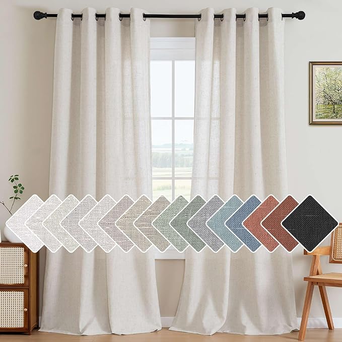 H.VERSAILTEX Grommet Privacy Linen Curtains 2 Pieces Total Size 104 Inch Wide by HVERSAILTEX