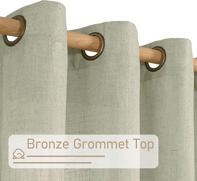 LAMIT Sage Grey Linen Curtains 72 Inch - Image 4