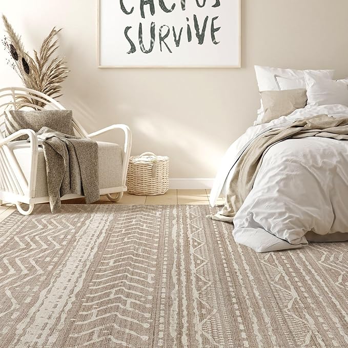 Nakagishi 10x12 Area Rug Living Room: Washable Boho Large Neutral Modern Soft - Image 6