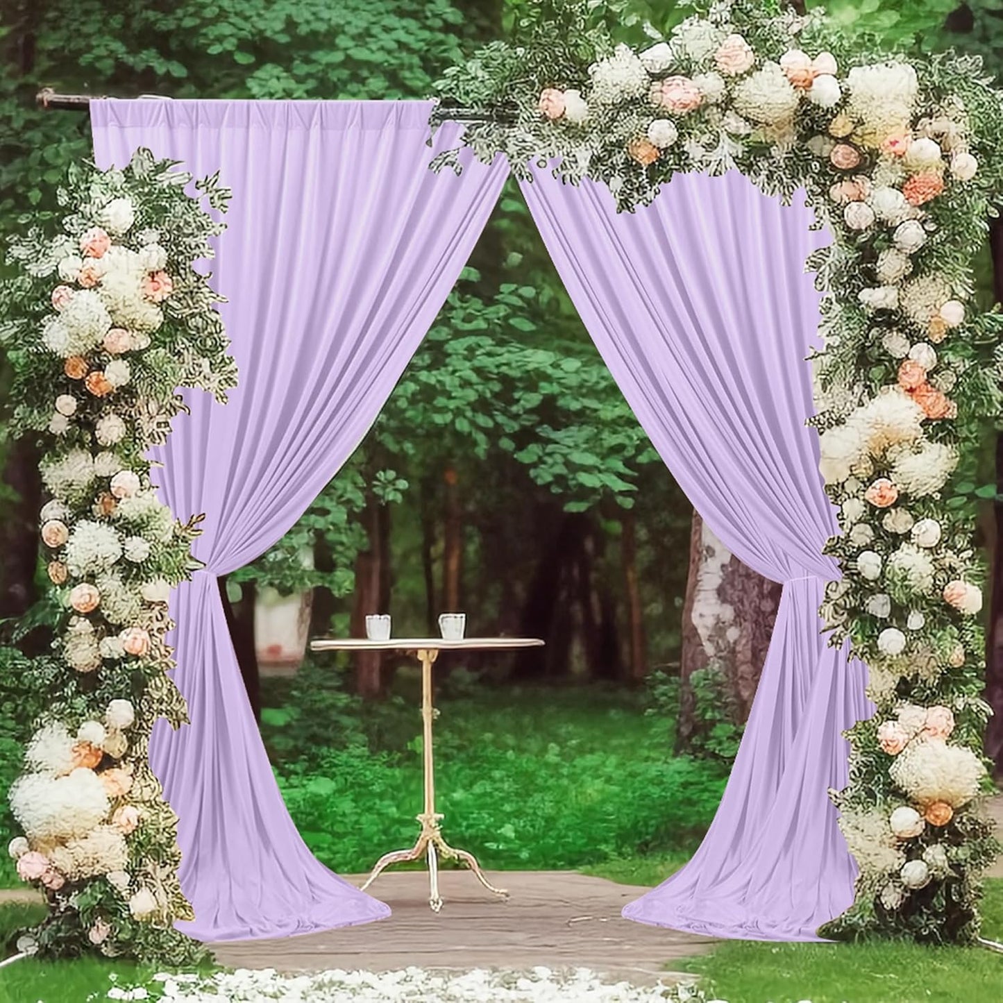 MEETSKY 10ft x 8ft Light Purple Backdrop Curtain for Parties Wedding Photo Background Rod Pocket Curtains Backdrop Drapes Home Decoration for Birthday Party Baby Shower Photoshoot, 5ft x 8ft, 2 Panels