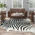 AROGAN Western Faux Fur Zebra Rug, 5.2x6.3 Feet Premium Animal Skin Print Rug by AROGANAREARUG