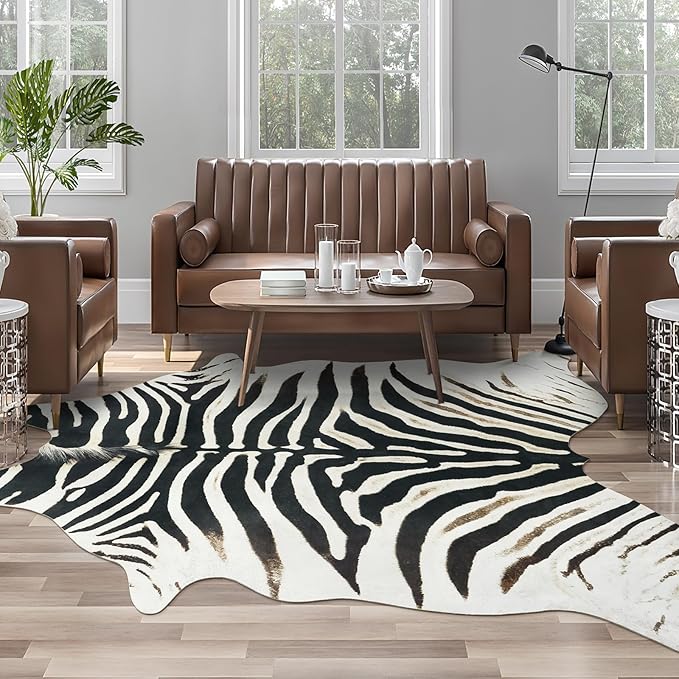 AROGAN Western Faux Fur Zebra Rug, 8 x 10 Feet Premium Animal Skin Print Rug by AROGANAREARUG