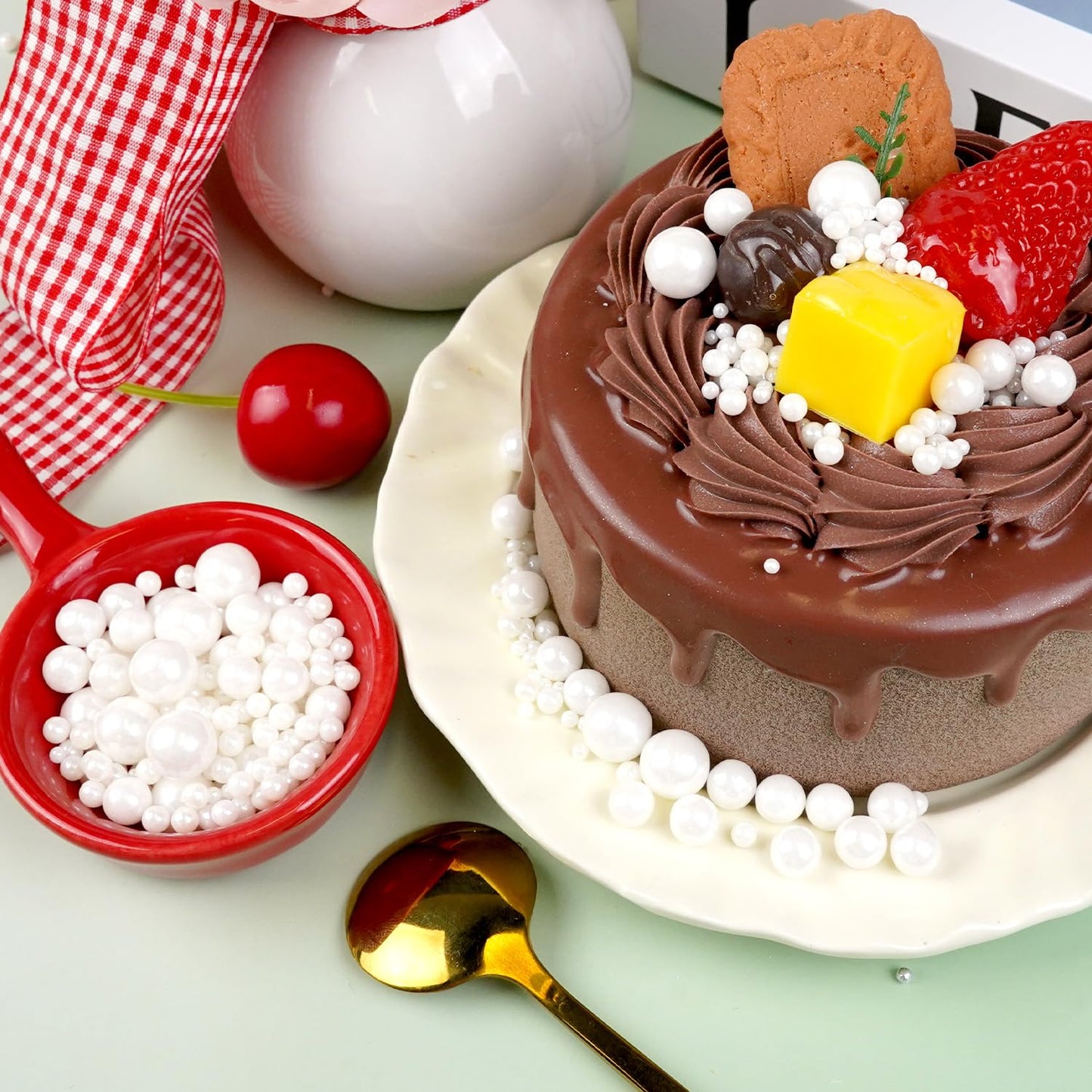 White Pearls, Sprinkles, Edible Pearl Sprinkles for Cake Decorating, 150g/5.29oz, Food Grade, Baking Cake Decoration & Cupcake Topper, Wedding Party Valentines Supplies