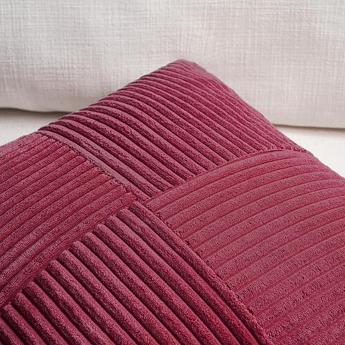 Fancy Homi 2 Packs Burgundy Lumbar Decorative Throw Pillow Covers 12x20 Inch - Image 3