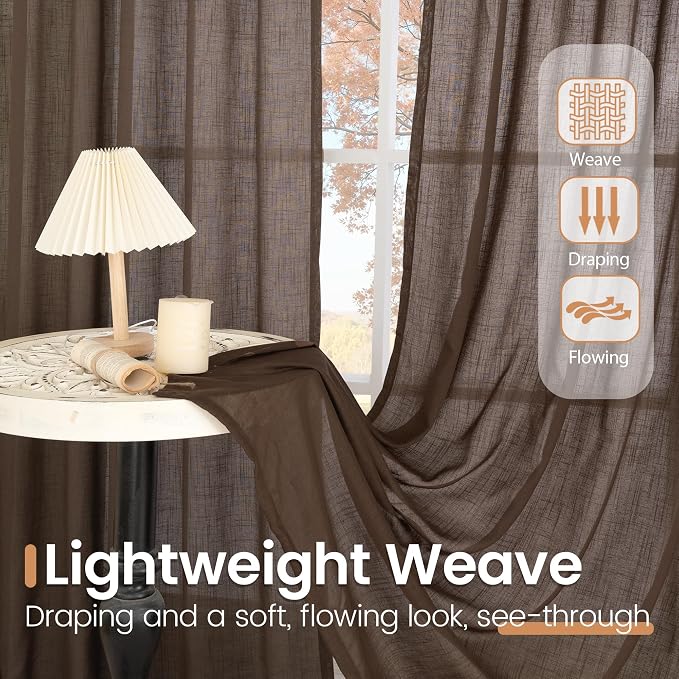 BGment Linen Curtains 90 Inch Length - Image 4
