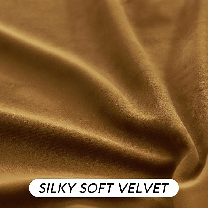 RYB HOME Gold Brown Velvet Curtains 84 inches - Image 5