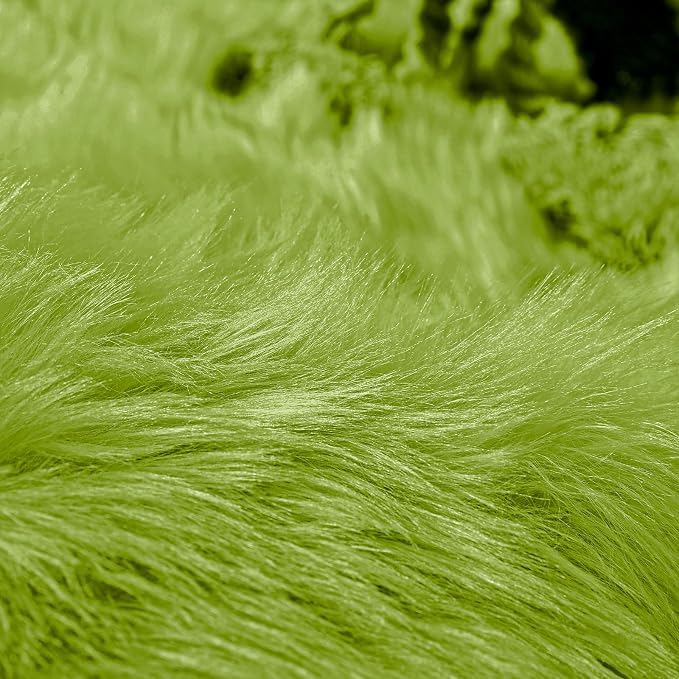 Goolela Lime Green Round Fluffy Rug - Image 7