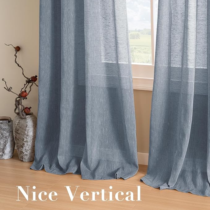 H.VERSAILTEX Linen Semi Sheer Curtains 72 inch Length Energy Saving Easy Care - Image 7