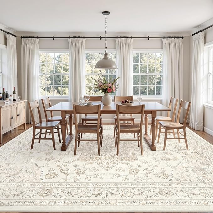 5x7 Area Rugs for Living Room: Vintage Boho Neutral Washable Rug Indoor Soft - Image 9