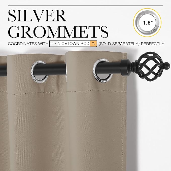 NICETOWN Bedroom Curtains Blackout Drapery Panels, 2 Panels, 70 x 72 inches - Image 2