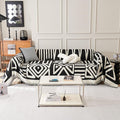 STACYPIK Boho Geometric Sofa Cover Chenille Beige Black Couch Cover for Dog Pet Friendly Couch Protector for 3-4 Cushion Couch Non-Slip Jacquard Sectional Couch Cover Tassels Sofa Slipcover-71x150IN