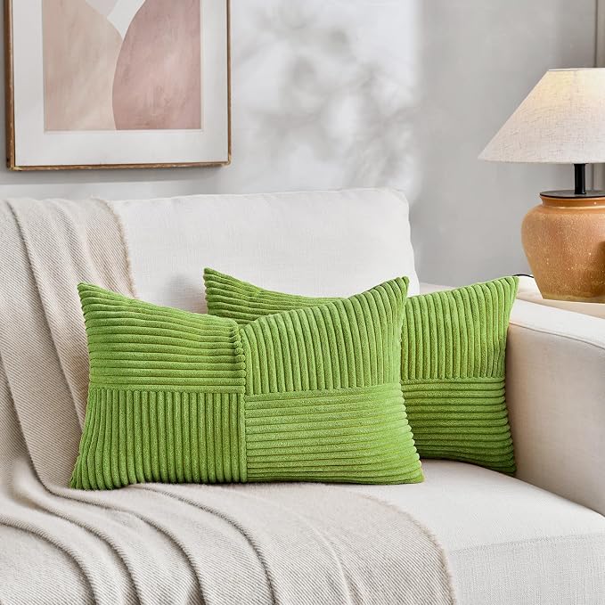 Fancy Homi Set of 2 Lime Green Long Lumbar Decorative Throw Pillow Covers 12x24 - Image 5