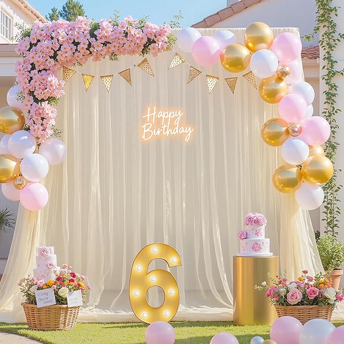 10ft x 15ft Champagne Tulle Backdrop Curtain - Image 3