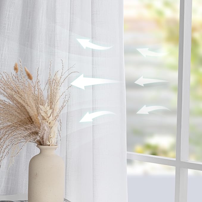 MYSKY HOME White Curtains 95 Inches Long Semi Sheer Drapes Light Filtering - Image 4