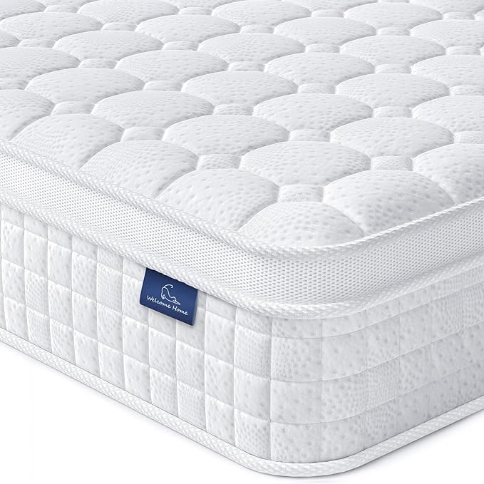 Vesgantti 12 Inch Multilayer Hybrid California King Mattress - Multiple Sizes & Styles Available, Ergonomic Design with Memory Foam and Pocket Spring, Medium Firm Feel, White