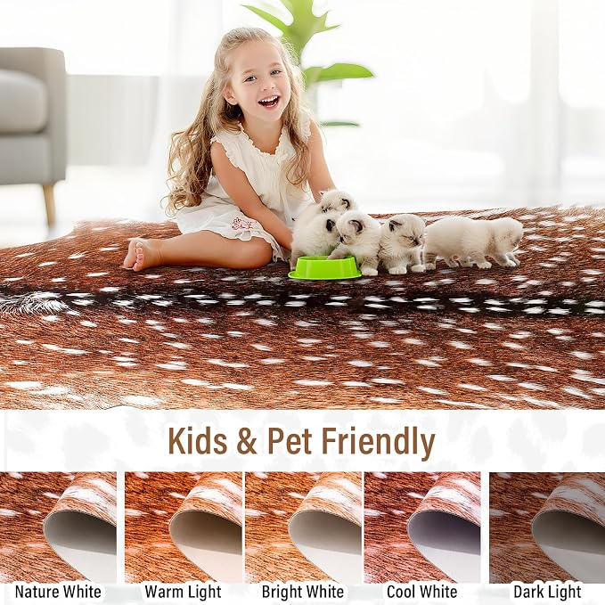 AROGAN Premium Deer Print Rug 6.2x7 Feet, Machine Washable Faux Fur Rug - Image 9
