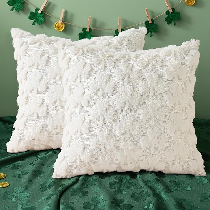 decorUhome St. Patrick’s Day Shamrock Pillow Covers 20x20 Inch Set of 2 - Image 6