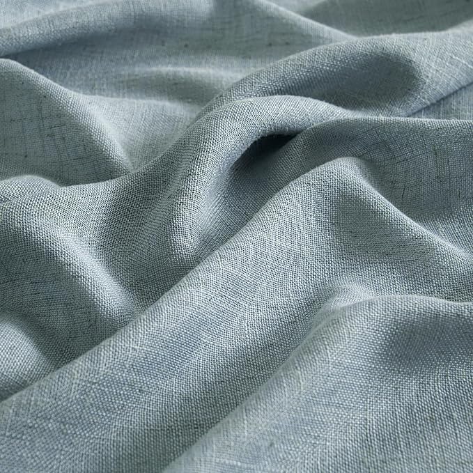 MIULEE Dusty Blue Linen Curtains 54 Inch Length 2 Panels - Image 4