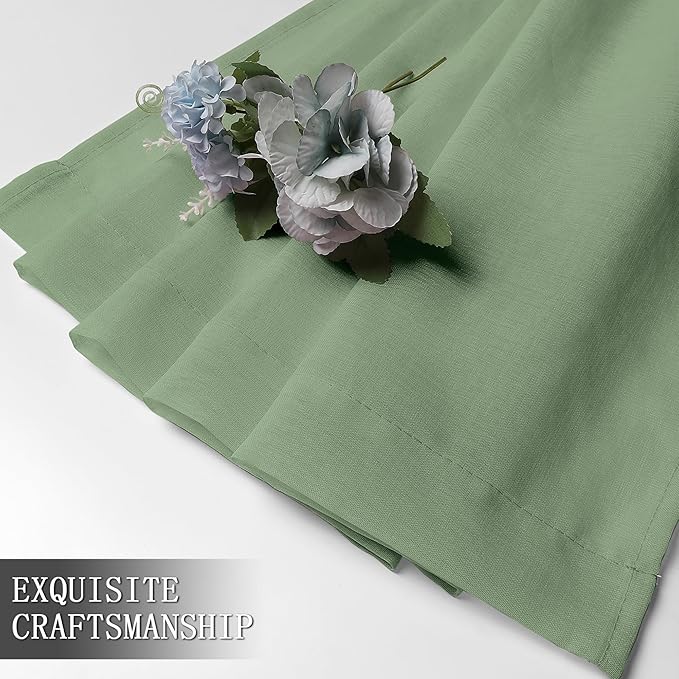 Tollpiz Short Sheer Curtain Linen Textured Bedroom Curtains Sheer Light - Image 7
