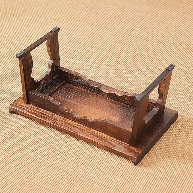 Japanese Floor Table, Small Coffee & Tea Table, Altar for Meditation, Low Table for Sitting on Floor, Wood Bed Tray With Foldable Legs, Laptop Desk