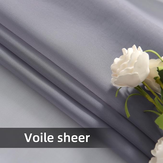 youleyar Solid Sheer Rod Pocket Curtain Voile Draperies 2 Panels White Beige - Image 5