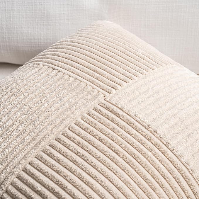 Fancy Homi 2 Packs Tan Big Decorative Throw Pillow Covers 24x24 Inch - Image 3