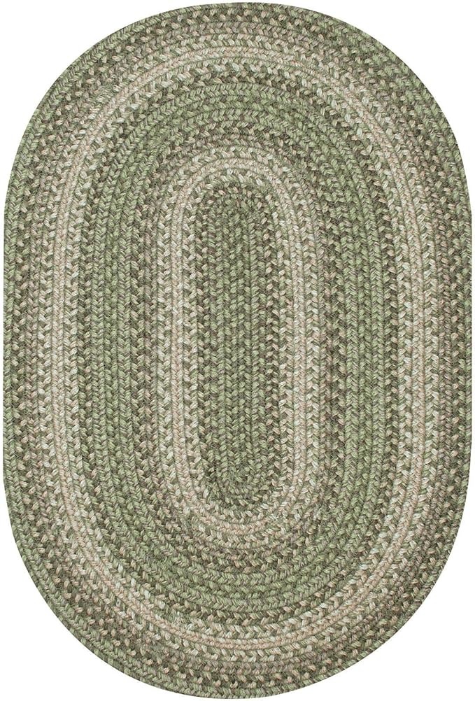 Homespice Grassland Oval Braided Rug 5x8' - Rustic Jute Braided Sage Green Rugs for Bedroom and Living Room