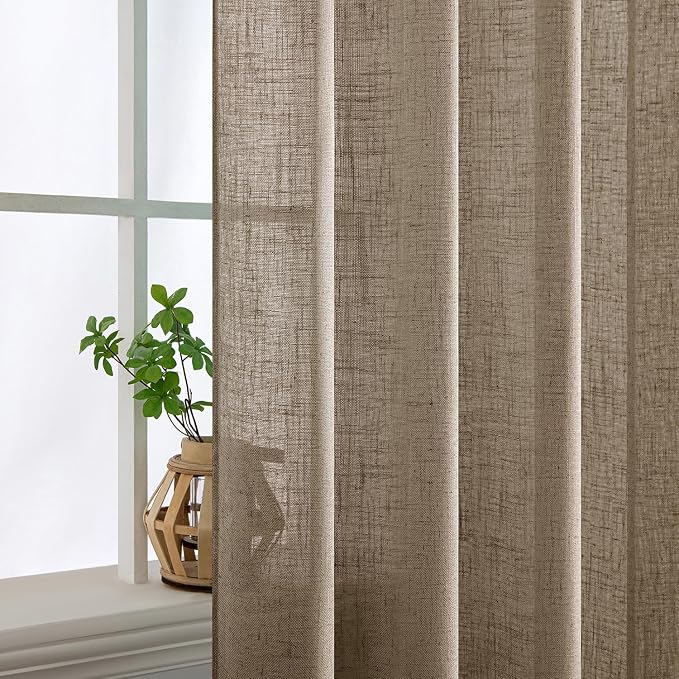 MIULEE Taupe Grey Linen Curtains 108 Inches Long 2 Panels - Image 5