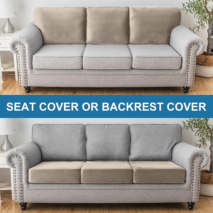 Couch Cover Stretch Velvet Sofa Cushion Cover 3-Piece - Image 4