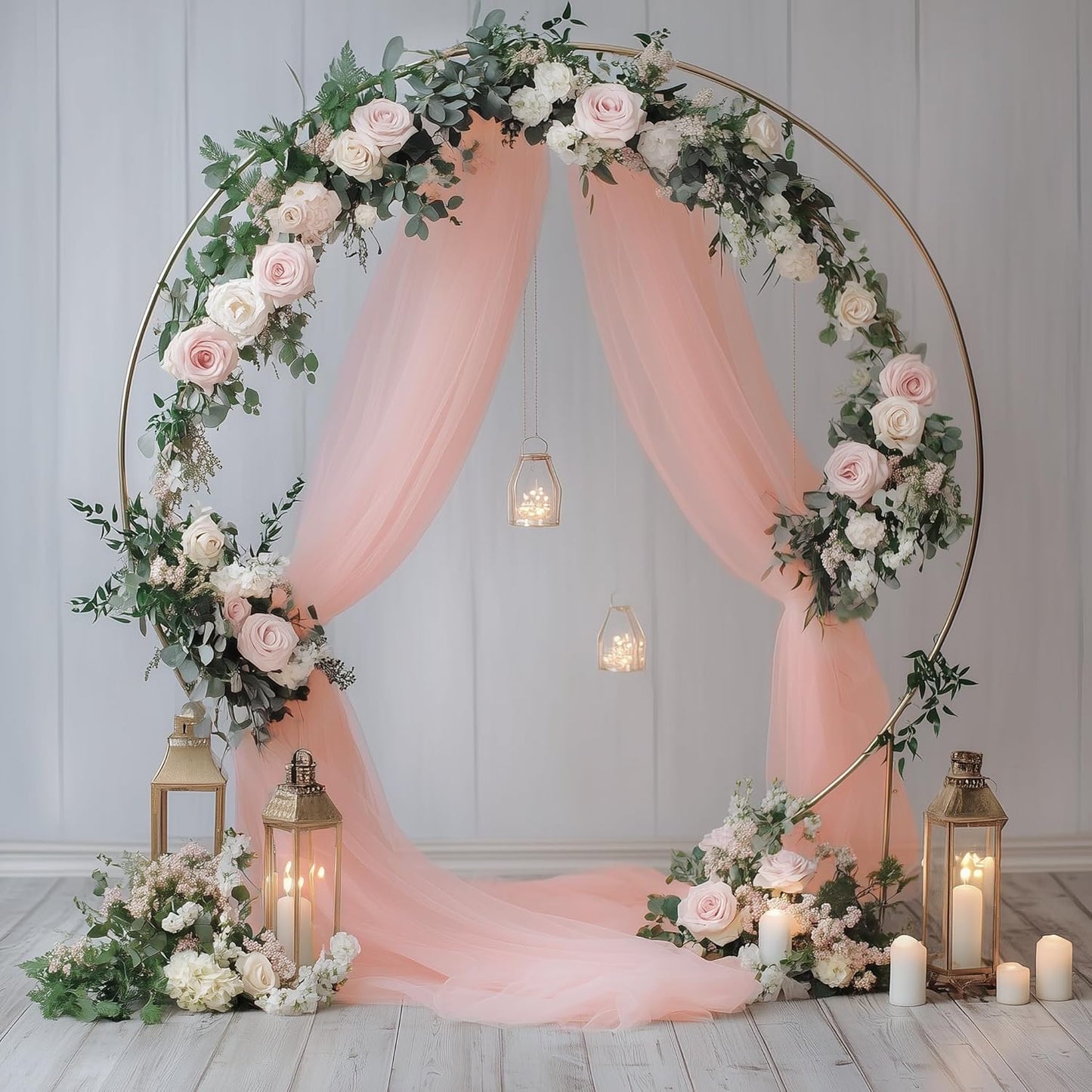 Wedding Arch Draping Fabric 3 Panels 28.7" x 20FT Blush Sheer Chiffon Backdrop Drapes for Wedding Ceremony Birthday Party Bridal Shower Outdoor Decoration