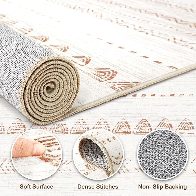 Nakagishi Runner Rug Kitchen Washable Rugs: 3x8 Non-Slip Boho Soft Modern Stain - Image 3
