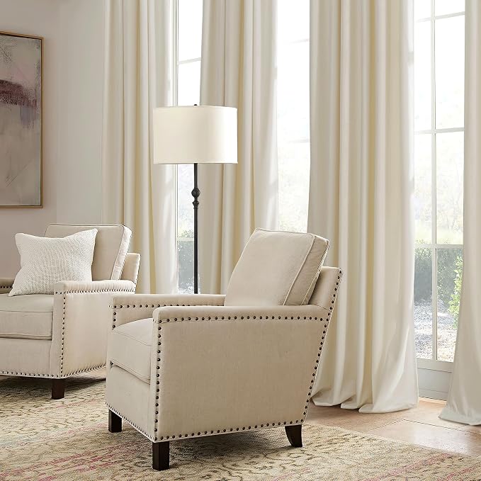 RYB HOME 90 inches Beige Velvet Curtains - Image 4