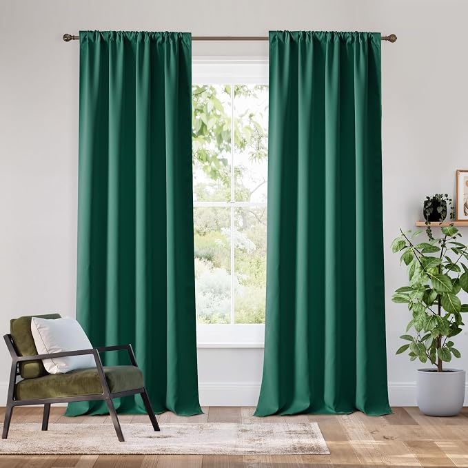 RYB HOME Bedroom Blackout Curtains 80 inches Long, 100% Blackout Thermal by RYBHOME