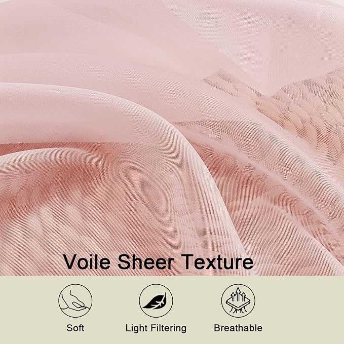 Extra Long Sheer Blush Curtains - Image 6