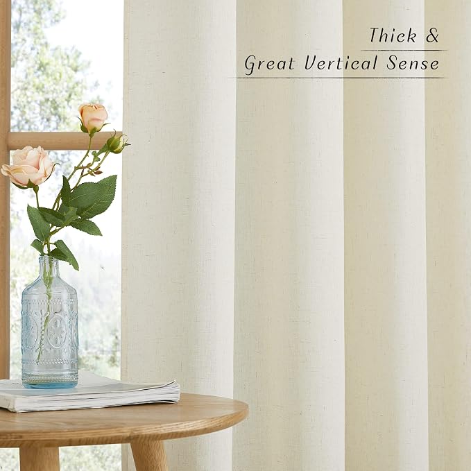 NICETOWN Linen Curtains 96 inches Long, Grommet Privacy Added - Image 2