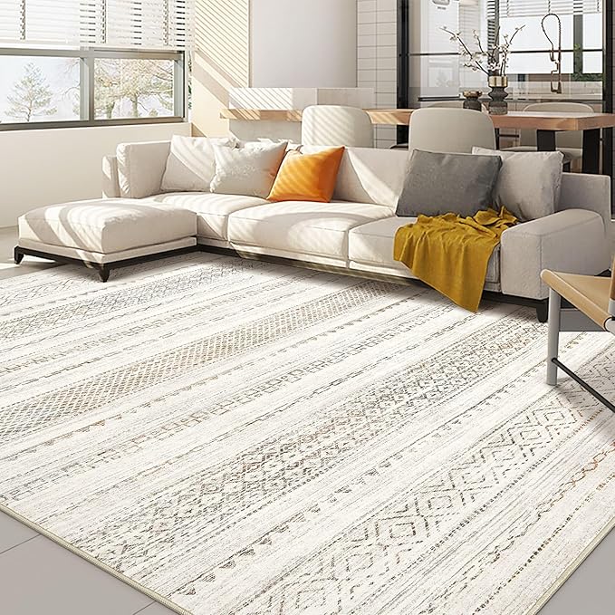 Nakagishi 5x7 Area Rugs Living Room: Washable Boho Large Neutral Soft Rug by NakagishiAreaRug