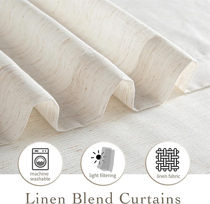 RYB HOME Linen Sheer Curtains Light & Airy Translucent Privacy Protected - Image 5