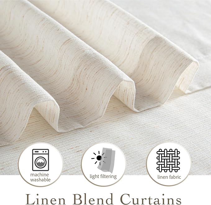 RYB HOME Sheer Curtains 108 inches Long Linen Blend Vertical Extra Long High - Image 4