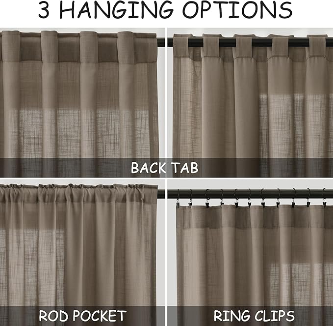 Dark Taupe Flax Linen Curtains 90 Inches Long - Image 3