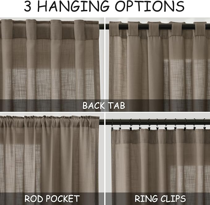 Dark Taupe Linen 102 Inch Long Curtains - Image 3